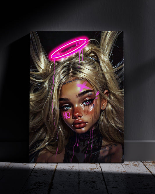 Horned Beauty Neon Wall Poster