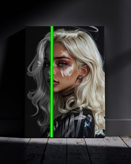 Half Beauty Neon Wall Poster