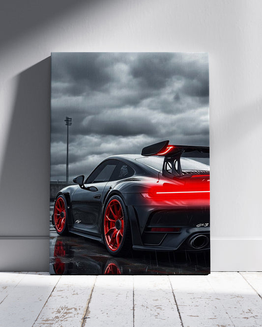 Porsche Sports Car Neon Wall Poster