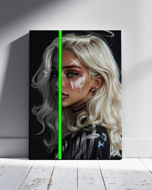 Half Beauty Neon Wall Poster