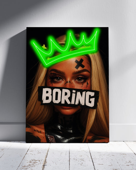 Boring Girl Neon Wall Poster