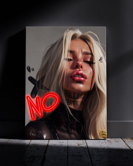Stylish Girl Neon Wall Poster