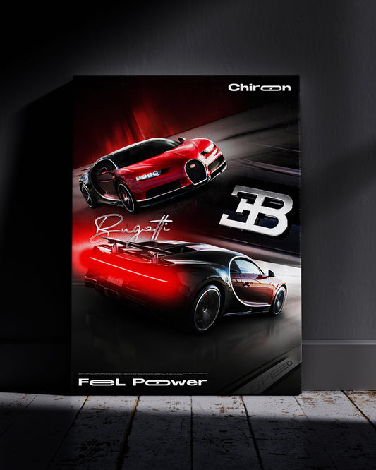 Bugatti Chiron Neon Wall Poster