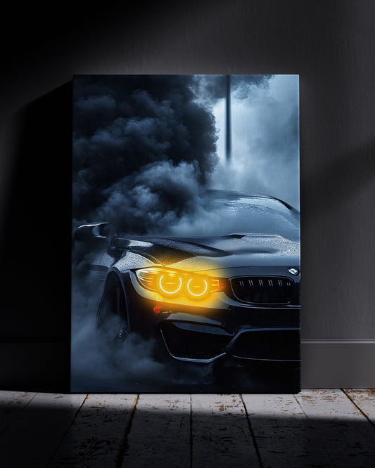 Smoky BMW Neon Wall Poster