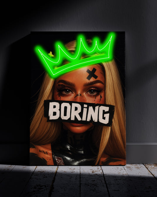 Boring Girl Neon Wall Poster