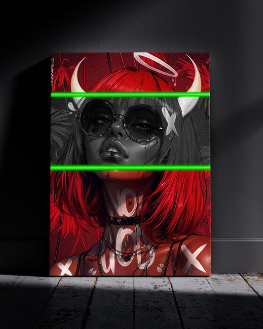 Demon Angels Neon Wall Poster