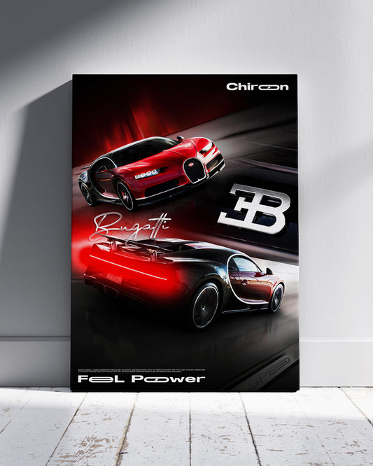 Bugatti Chiron Neon Wall Poster