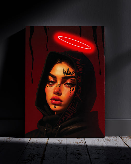 Scarlet Glow Neon Wall Poster