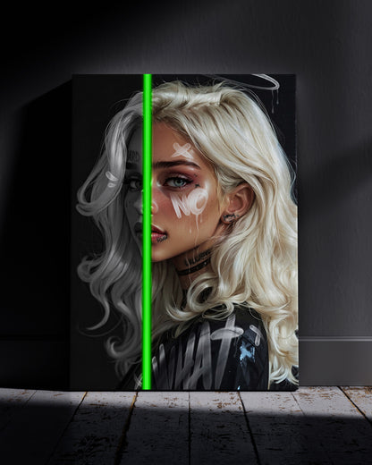 Half Beauty Neon Wall Poster