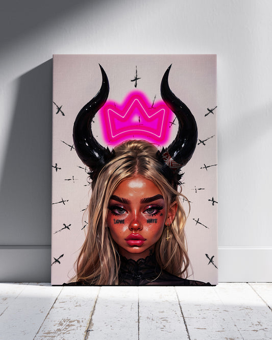 Crowned Rebel Neon Wall Poster