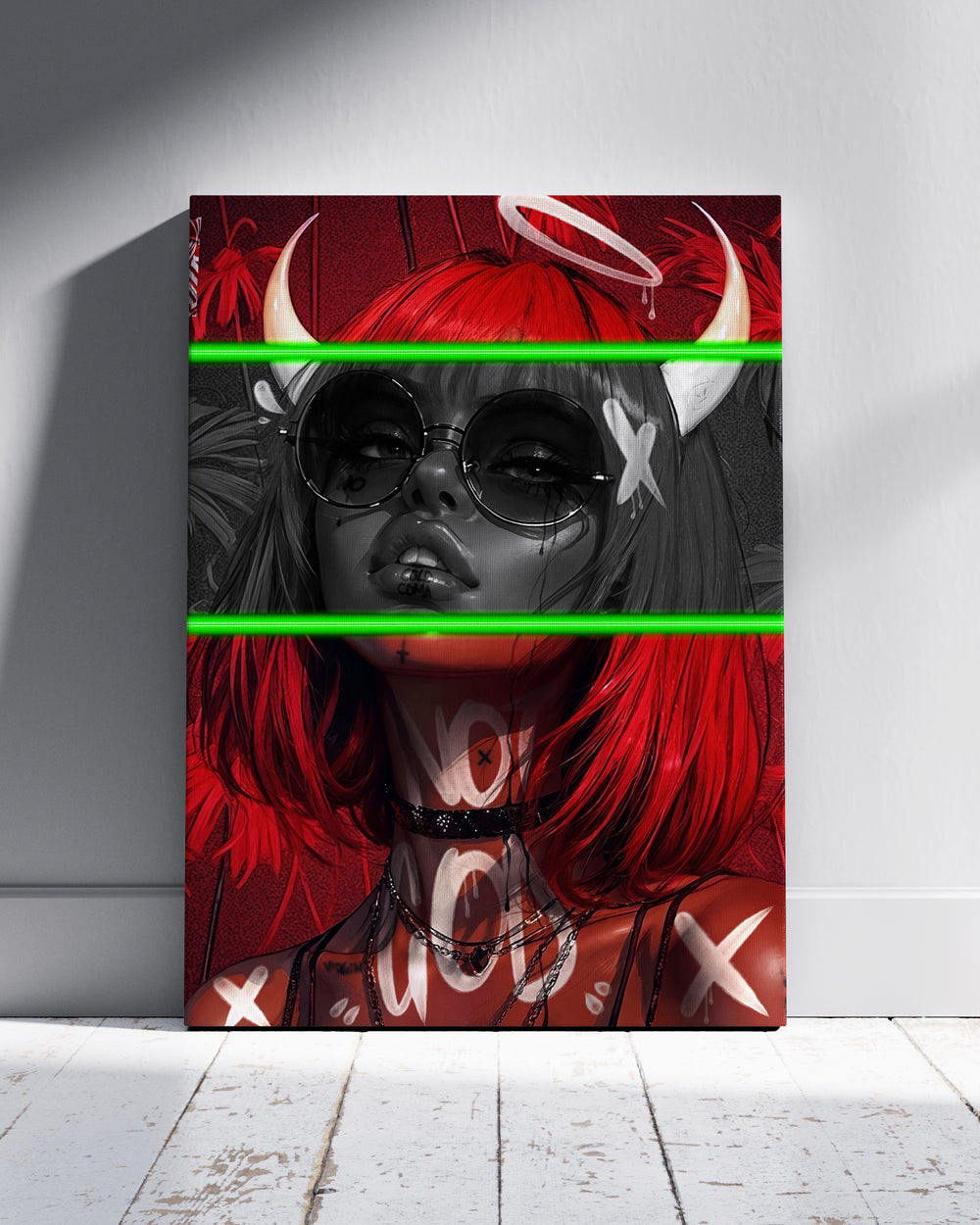 Demon Angels Neon Wall Poster