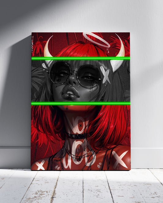 Demon Angels Neon Wall Poster