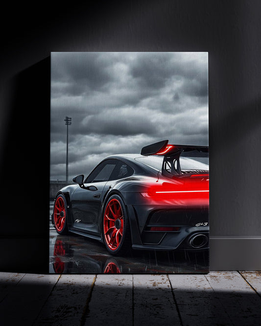 Porsche Sports Car Neon Wall Poster