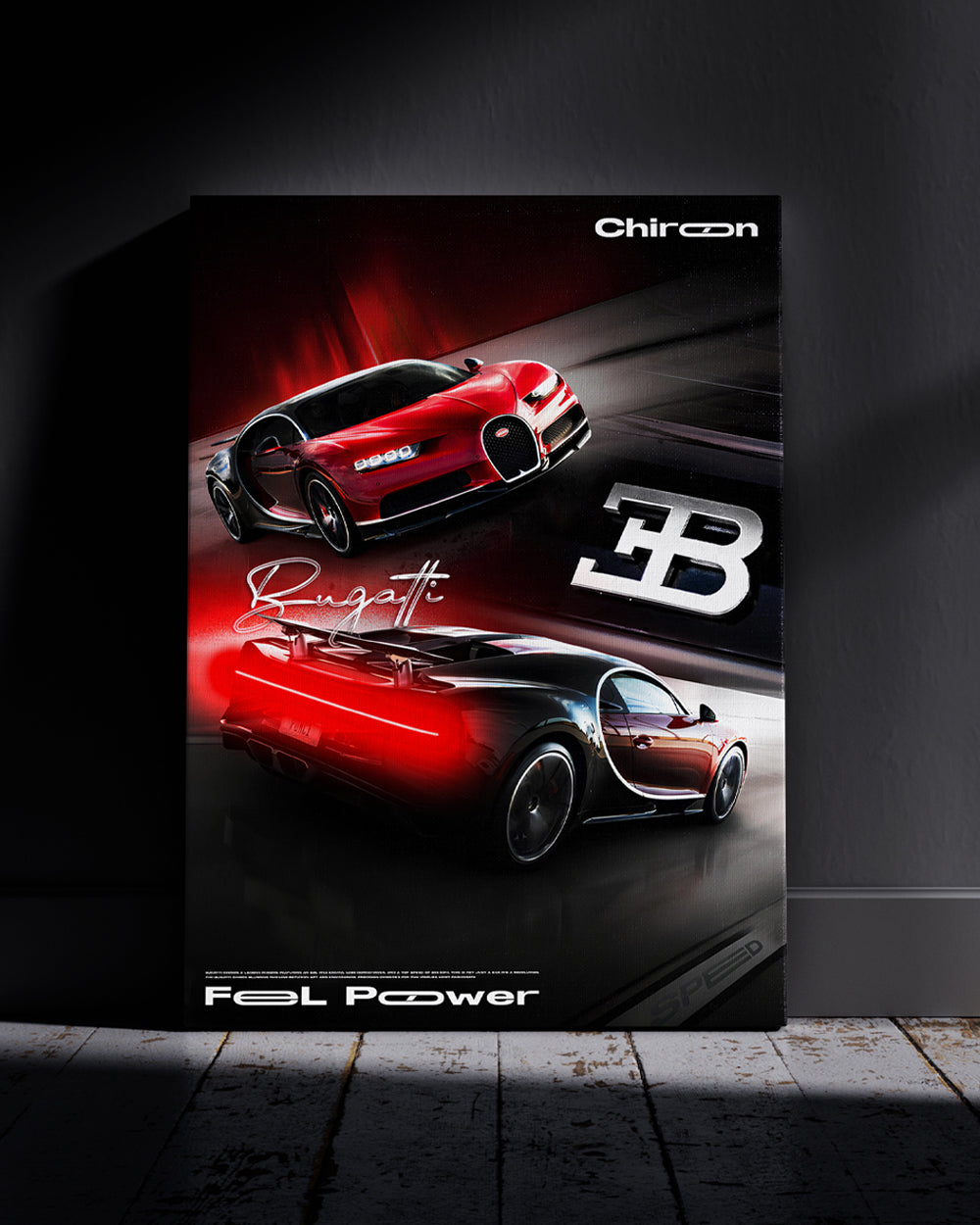 Bugatti Chiron Neon Wall Poster