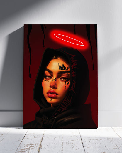 Scarlet Glow Neon Wall Poster