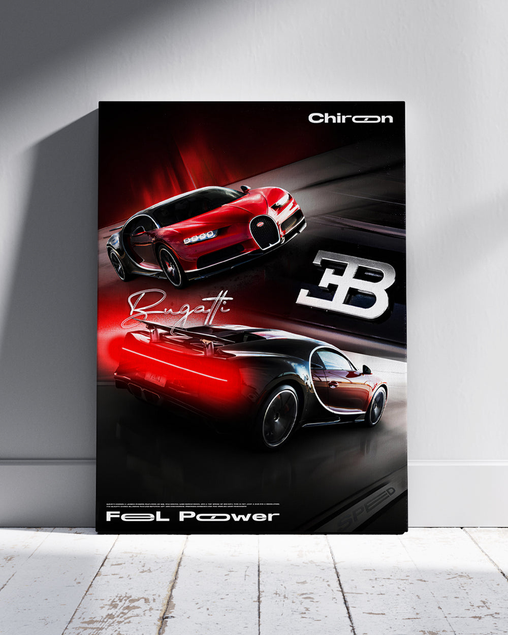 Bugatti Chiron Neon Wall Poster