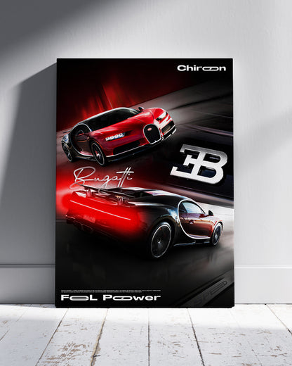 Bugatti Chiron Neon Wall Poster